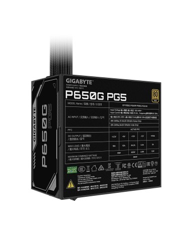 GIGABYTE P650G PCIE 5.1 Alimentatore – PCIe 5.1, 80 PLUS Silver, ventola da 120mm, compatibile con ATX 3.1, spina EU
