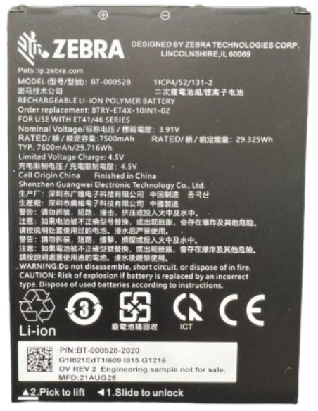 Zebra BTRY-ET401-10INC-01 ricambio e accessorio per tablet Batteria