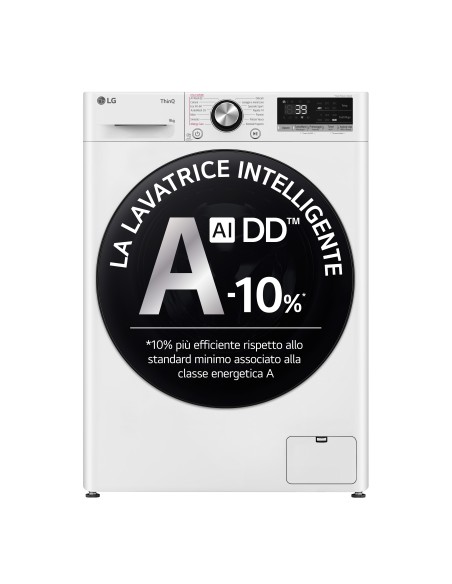 LG F4R7009TSWB Lavatrice 9kg AI DD, Classe A-10%, 1400 giri, TurboWash, Vapore