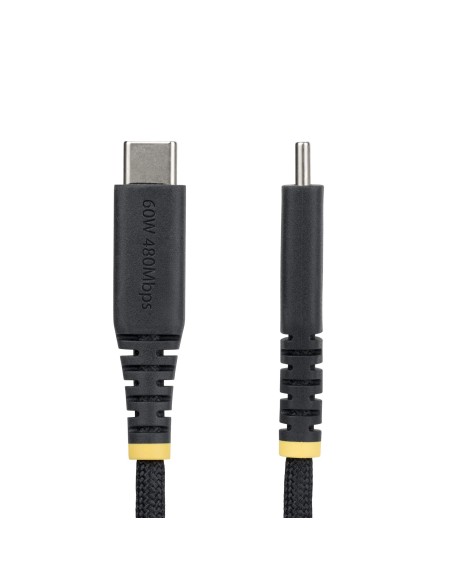 StarTech.com Cavo di Ricarica USB-C da 1m, 60W (3A) PD, Guaina con Doppio Strato Intrecciato in Nylon TPE, Robusto Cavetto USB