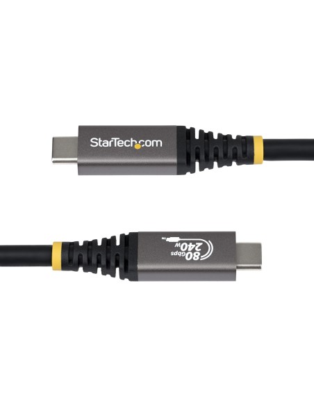 StarTech.com Cavo USB4 da 50cm, Cavo USB-C Certificato USB-IF, 80Gbps, PD240W, 8K120Hz   4K240Hz DP2.1 DP80, Cavetto Tipo-C