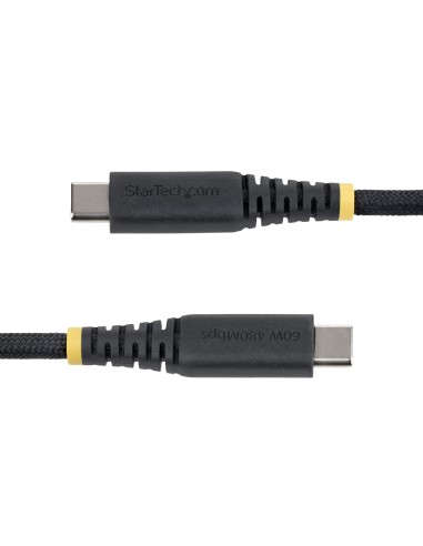 StarTech.com Cavo USB-C da 15cm, 60W (3A) PD, Guaina con Doppio Strato in Nylon Intrecciato, Robusto Cavetto USB 2.0 in TPE per