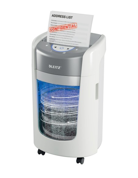 Leitz IQ OptiMax Home Office 225 distruggi documenti Taglio a frammenti 58 dB Grigio, Bianco