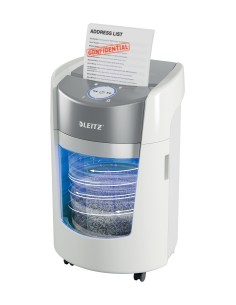 Leitz IQ OptiMax Small Office 350 distruggi documenti Taglio a frammenti 58 dB 22,3 cm Grigio, Bianco
