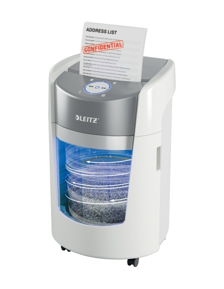 Leitz IQ OptiMax Small Office 350 distruggi documenti Taglio a frammenti 58 dB 22,3 cm Grigio, Bianco
