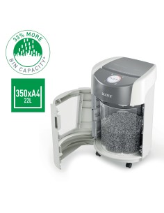 Leitz IQ OptiMax Small Office 350 distruggi documenti Taglio a frammenti 58 dB 22,3 cm Grigio, Bianco 2