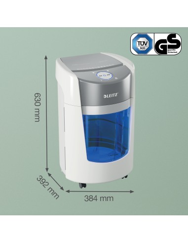 Leitz IQ OptiMax Small Office 350 distruggi documenti Taglio a frammenti 58 dB 22,3 cm Grigio, Bianco