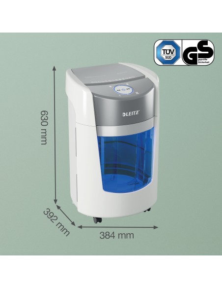 Leitz IQ OptiMax Small Office 350 distruggi documenti Taglio a frammenti 58 dB 22,3 cm Grigio, Bianco