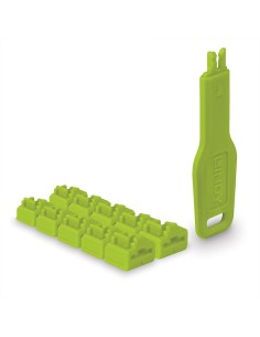 Lindy 47894 clip sicura Bloccaporte + chiave RJ-45 Verde Acrilonitrile butadiene stirene (ABS) 10 pz