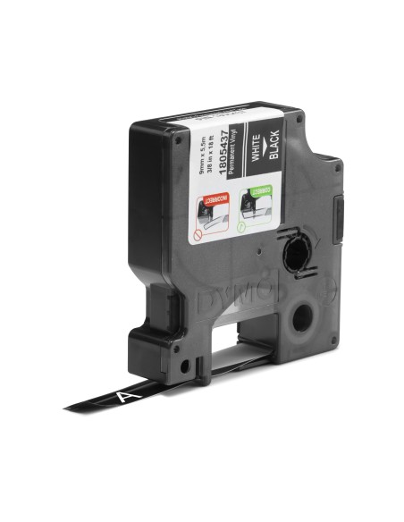 DYMO Rhino Etichette in vinile industriali | 9 mm x 5,5 m | Stampa bianca su nero | Autoadesive | per LabelManager e Rhino