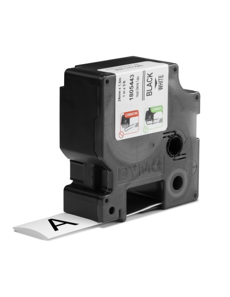 DYMO Rhino Industrial Tubi per etichette termorestringenti per cavi | 24 mm x 1,5 m | Stampa nera su bianco | Autoadesivi | per
