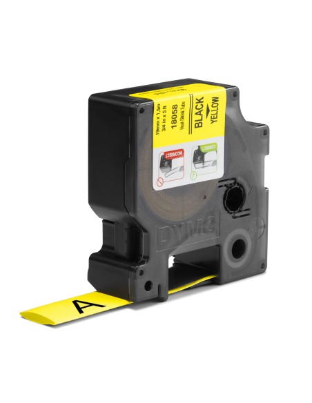 DYMO Rhino Industrial Tubi per etichette termorestringenti per cavi | 19 mm x 1,5 m | Stampa nera su giallo | per stampanti di