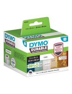 DYMO LabelWriter Etichette durevoli originali | 25mm x 89mm | Poliestere bianco | 2 rotoli da 350 (700 etichette autoadesive) |