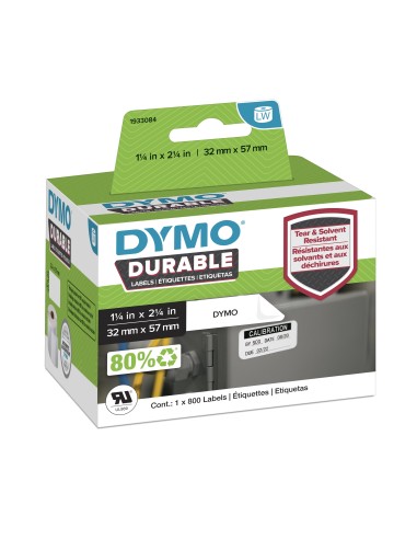 DYMO LabelWriter Etichette durevoli originali | 57mm x 32mm | Poliestere bianco | 800 etichette autoadesive | Alte prestazioni