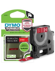 DYMO D1 etichette durevoli originali | 12 mm x 3 mm | stampa bianca su rosso | etichette autoadesive che durano sulle superfici