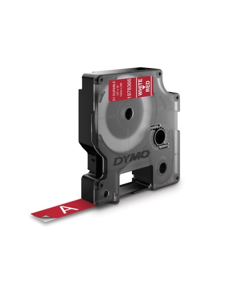 DYMO D1 etichette durevoli originali | 12 mm x 3 mm | stampa bianca su rosso | etichette autoadesive che durano sulle superfici
