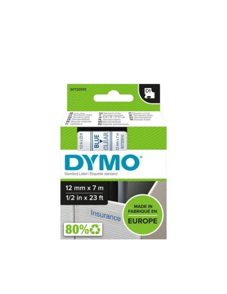 DYMO D1 - Standard Etichette - Blu su trasparente - 12mm x 7m