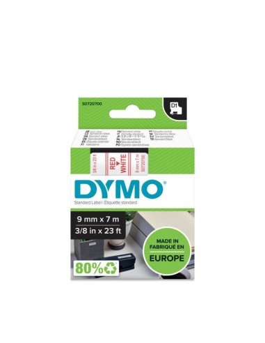 DYMO D1 - Standard Etichette - Rosso su bianco - 9mm x 7m