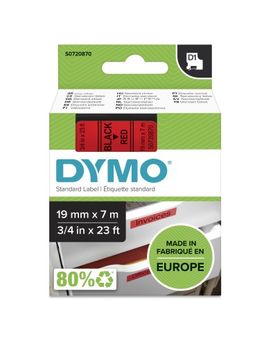 DYMO D1 etichette originali | 19 mm x 7 mm | stampa nera su rosso | etichette autoadesive per etichettatrice LabelManager | 1