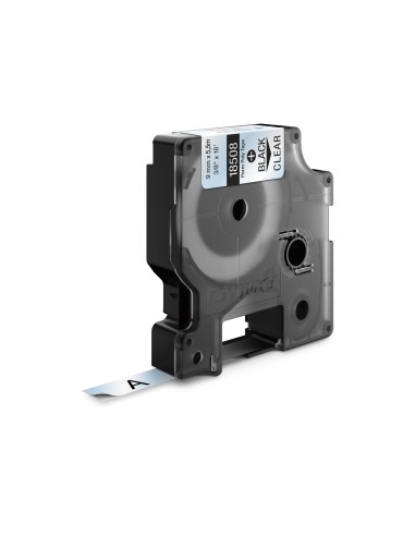 DYMO Rhino etichette industriali in poliestere permanente 9 mm x 5,5 mnero su trasparente