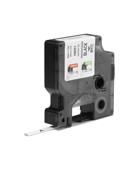 DYMO Rhino etichette industriali tubolari termoretraibili | 6 mm x 1,5 m | nero su bianco