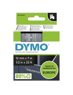 DYMO D1 etichette originali | Rotolo da 12 mm x 7 m | stampa bianca su Trasparente | etichette autoadesive per etichettatrice 2