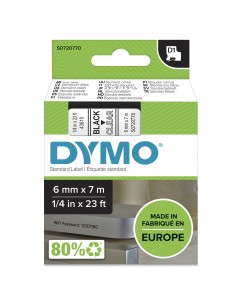 DYMO D1 etichette originali | stampa nera su trasparente | 6 mm x 7 m | autoadesive | per etichettatrice di etichette 2