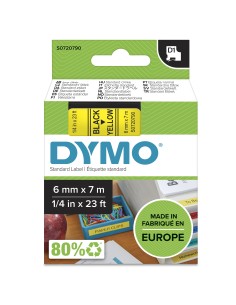 DYMO D1 etichette originali | Rotolo da 6 mm x 7 m | stampa nera su giallo | etichette autoadesive per etichettatrice