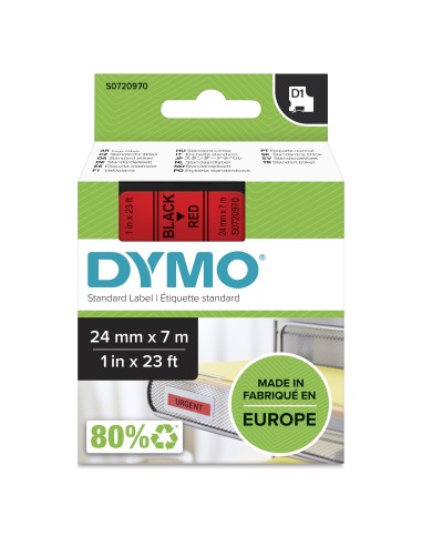 DYMO D1 etichette originali | 24 mm x 7 mm | stampa nera su rosso | etichette autoadesive per etichettatrice LabelManager | 1