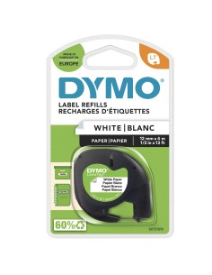 DYMO LetraTag etichette originali di carta autoadesiva | rotolo da 12 mm x 4 m | stampa nera su bianco | LT etichette 2