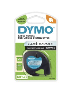 DYMO LetraTag etichette originali in plastica | rotolo da 12 mm x 4 m | stampa nera su trasparente | LT etichette autoadesive 2