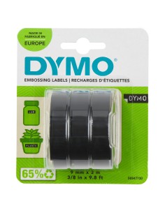 DYMO 3D Nastro Etichette a Rilievo Autoadesive | Rotoli da 9 mm x 3 m | stampa bianca su nero |Per Omega e Junior
