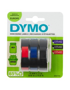 DYMO 3D Nastro Etichette a Rilievo Autoadesive | Rotoli da 9 mm x 3 m | stampa bianca su nerorosso e blu |Per Omega e Junior