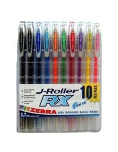 Zebra J-Roller RX Nero, Blu, Marrone, Verde, Arancione, Rosa, Rosso, Viola 10 pz