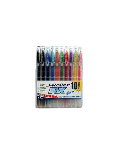 Zebra J-Roller RX Nero, Blu, Marrone, Verde, Arancione, Rosa, Rosso, Viola 10 pz