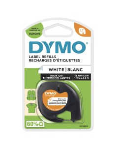 DYMO LetraTag "Iron-On" etichette per tessuti autoadesiva | rotolo da 12 mm x 2 m | stampa nera su bianco | LT etichette 2
