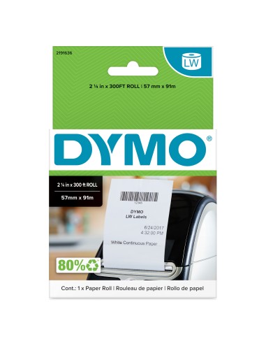 DYMO Etichette continue originali LabelWriter | 57 mm x 91 metri (2 1 4 in x 300 ft) | Etichette per stampanti di etichette