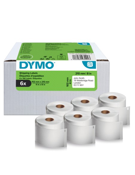 DYMO LW etichette originali per etichettatrice LabelWriter 5XL 4XL | 102 mm x 210 mm | 6 rotoli da 140 etichette facili da