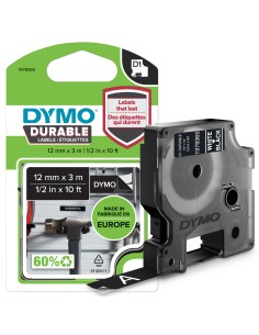 DYMO D1 etichette durevoli originali | 12 mm x 3 mm | stampa bianca su nero | etichette autoadesive che durano sulle superfici