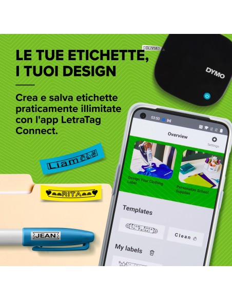 DYMO LetraTag 200B etichettatrice Bluetooth | Stampante per etichette compatta | Si connette a iOS e Android tramite tecnologia