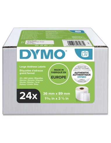 DYMO LW etichette per indirizzi grandi | 36 mm x 89 mm | 24 rotoli da 260 etichette facilmente staccabili (6240 etichette) |
