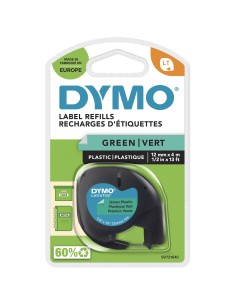 DYMO LetraTag etichette originali in plastica | rotolo da 12 mm x 4 m | stampa nera su verde | LT etichette autoadesive per