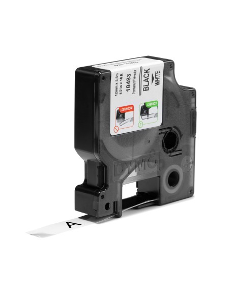 DYMO Rhino Etichette in poliestere permanenti industriali | 12 mm x 5,5 m | Stampa nera su bianco | Autoadesive | per stampanti