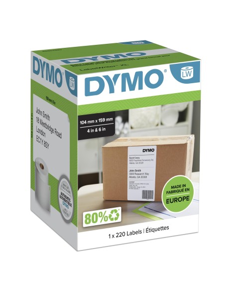 DYMO LW etichette extra large originali per etichettatrice LabelWriter 5XL 4XL | 104 mm x 159 mm | Rotolo da 220 | nero su