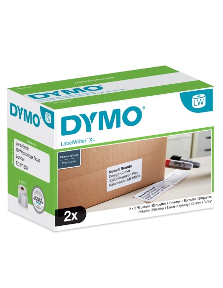 DYMO Authentic LabelWriter etichette di spedizione ad alta capacità | 59 mm x 102 mm | 2 rotoli da 575 etichette a facile