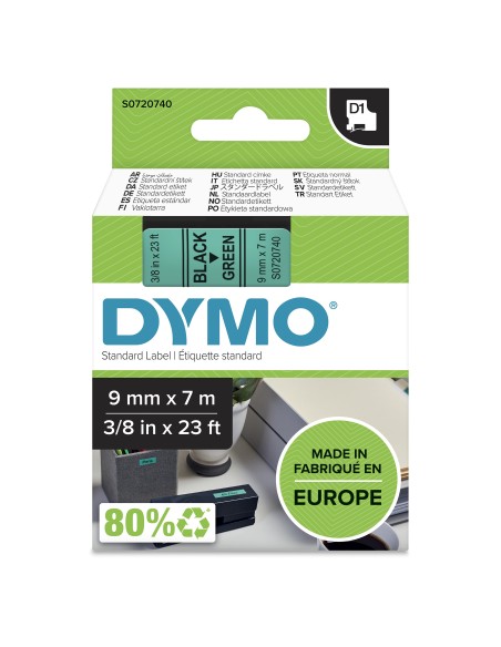 DYMO D1 etichette originali | 9 mm x 7 mm | stampa nera su verde | etichette autoadesive per etichettatrice LabelManager | 1