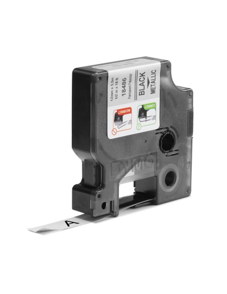 DYMO Rhino etichette industriali in poliestere permanente | 12 mm x 5,5 m | nero su metallizzato