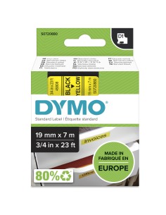 DYMO D1 etichette originali | Rotolo da 19 mm x 7 m | stampa nera su giallo | etichette autoadesive per etichettatrice 2
