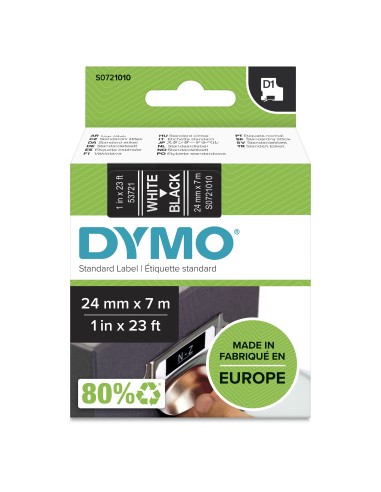 DYMO D1 etichette originali | 24 mm x 7 mm | stampa bianca su nero | etichette autoadesive per etichettatrice LabelManager | 1