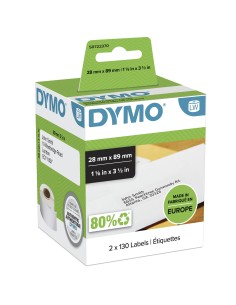 DYMO LW etichette per indirizzi | 28 mm x 89 mm | 2 rotoli da 130 etichette facili da staccare (260 pezzi) | autoadesive | per 2